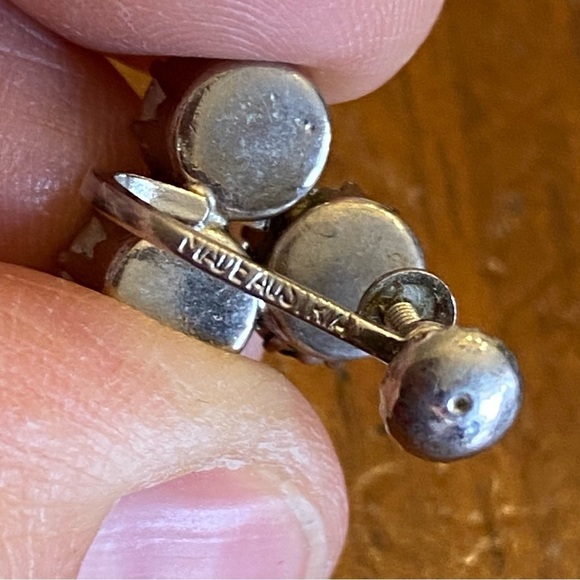 Clear Crystal Screw Back Vintage Silver Tone Earrings Made In Austria - Picture 5 of 15